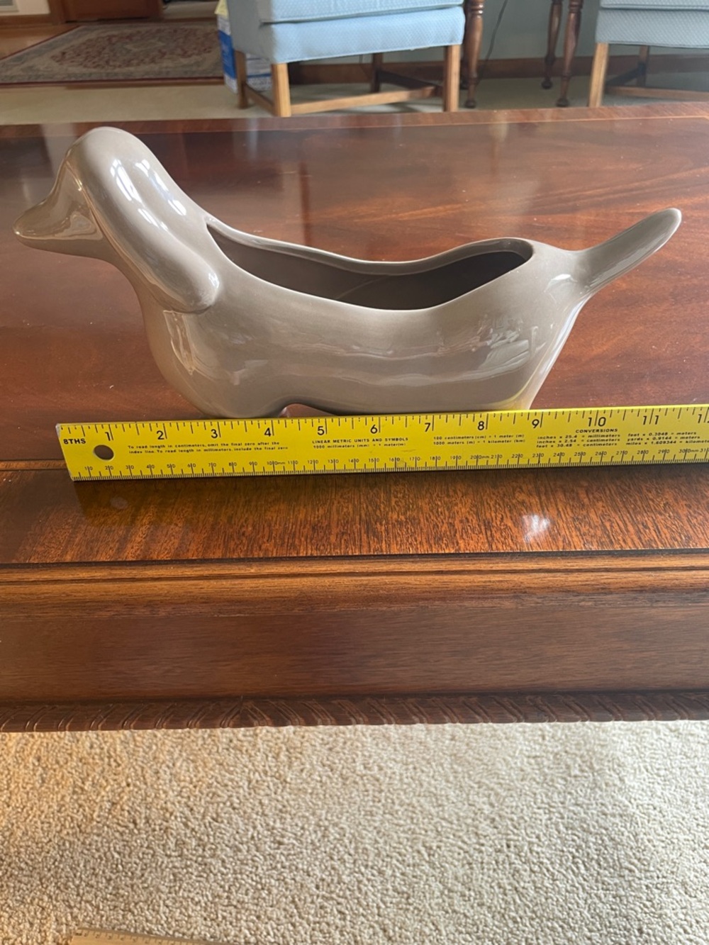 Ceramic Dachshund Planter in Taupe - Picture 6 of 7